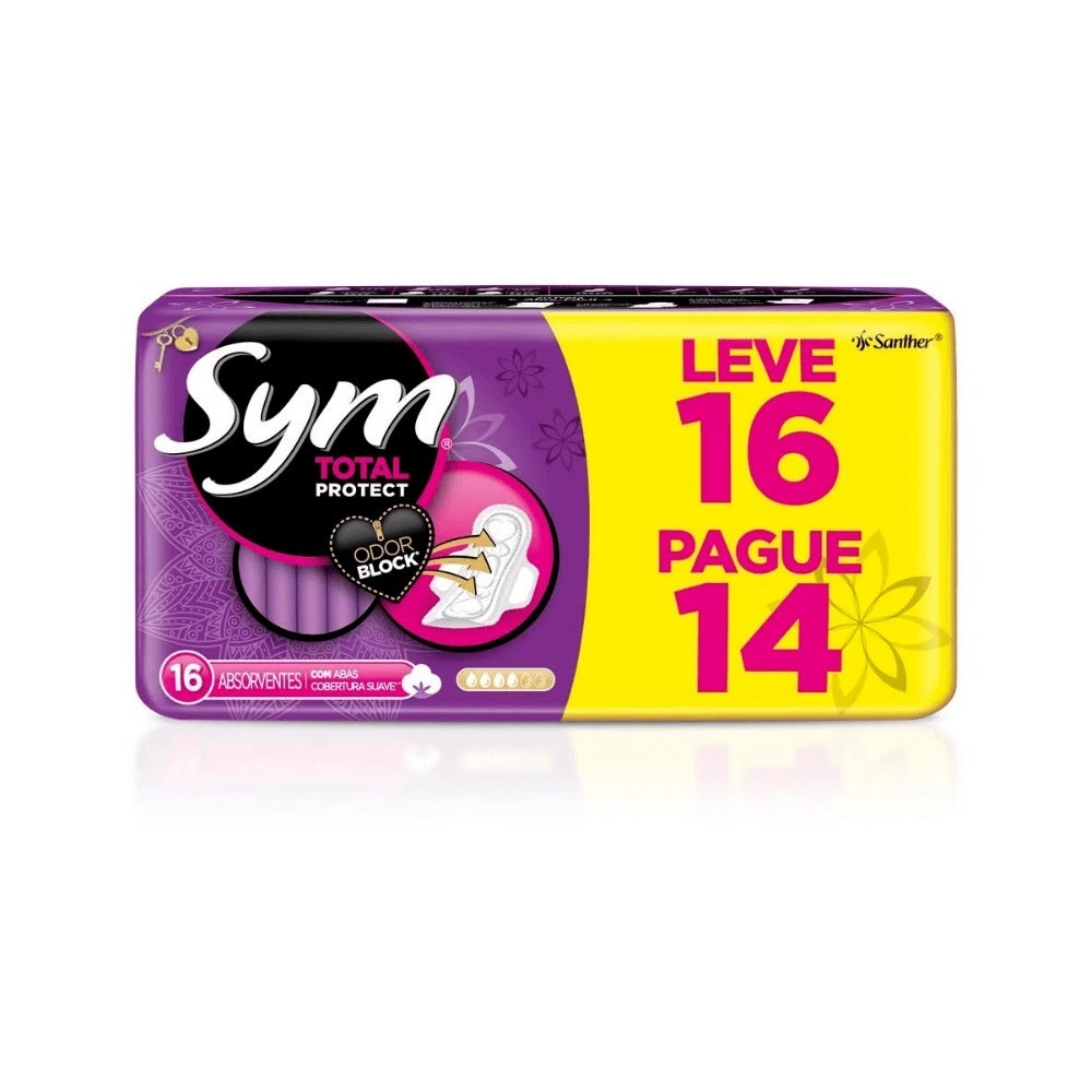 Absorvente Sym C/Abas Suave C/16 em Oferta na Shopee