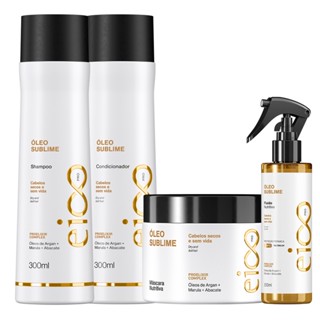 Eico Pro Óleo Sublime Reparador Shampoo Sem Sal e Condicionador + Máscara Tratamento + Spray Leave-in Protetor Térmico
