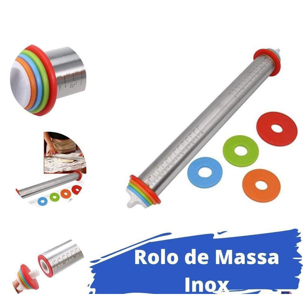 Rolo em inox antiaderente para Massas tamanho Ajustável para diferentes massas