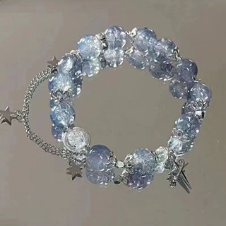 Gradiente Cor Bracelete de Vidro com Flor Quente Pulseira de Vidro Nicho de Design Único Casal de Namorada High-End Presente de Jóias