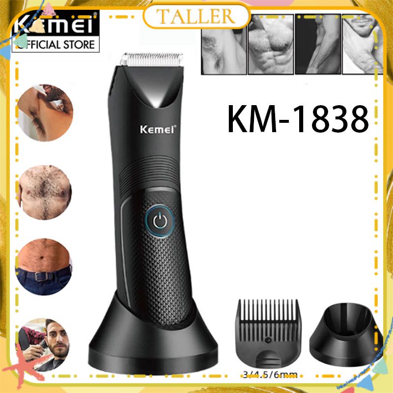 Kemei KM-1838 aparador de pêlos para área da virilha clippers secos à prova dwaterproof água axila pubic corpo barbeador navalha lavável recarregável mais alto