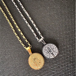 Colar + Pingente Sao Bento Banhado a ouro 18k Cordão Cartier Masculina Aço Inoxidavel 316L em Oferta na Shopee