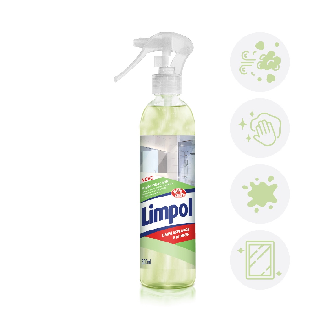 Limpa Espelho Vidro Spray Antiembacante Limpol Bombril 300Ml