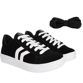 Tênis Via Marte Casual Feminino Cadarço Extra Nobuck Preto