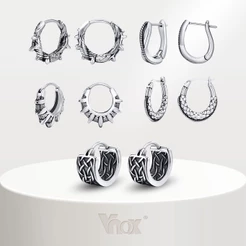 Vnox Fashion Retro Men's Earrings , Brincos Em Forma De Anel De Aço Inoxidável , Melhor Jóia De Presente Para Pai E Namorado