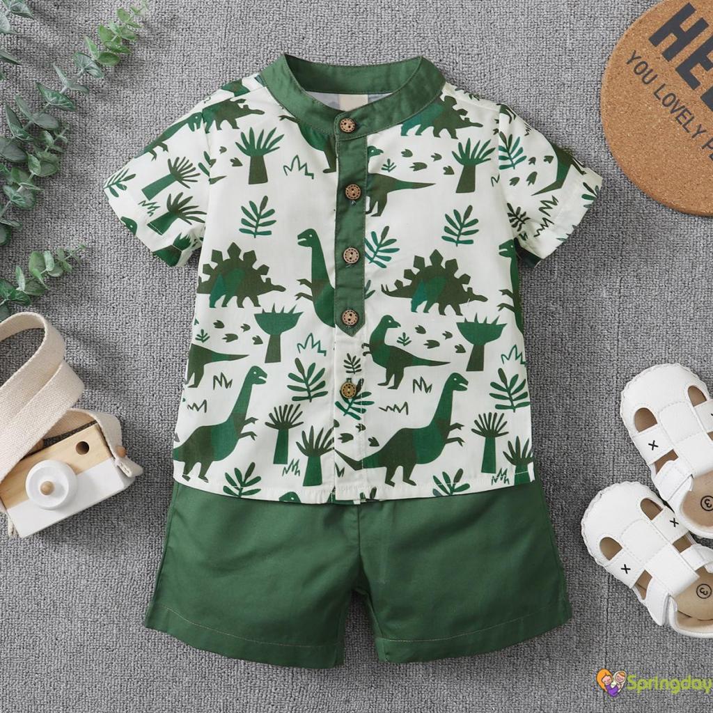 Conjuntos de 2 Peças de Verão para Meninos, Camisa de Manga Curta com Estampa de Dinossauro e Shorts, 0-5 Anos