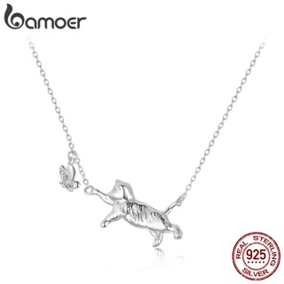 Bamoer 925 Sterling Sliver Necklace Gato E Jóias Borboleta Presentes Para Mulheres