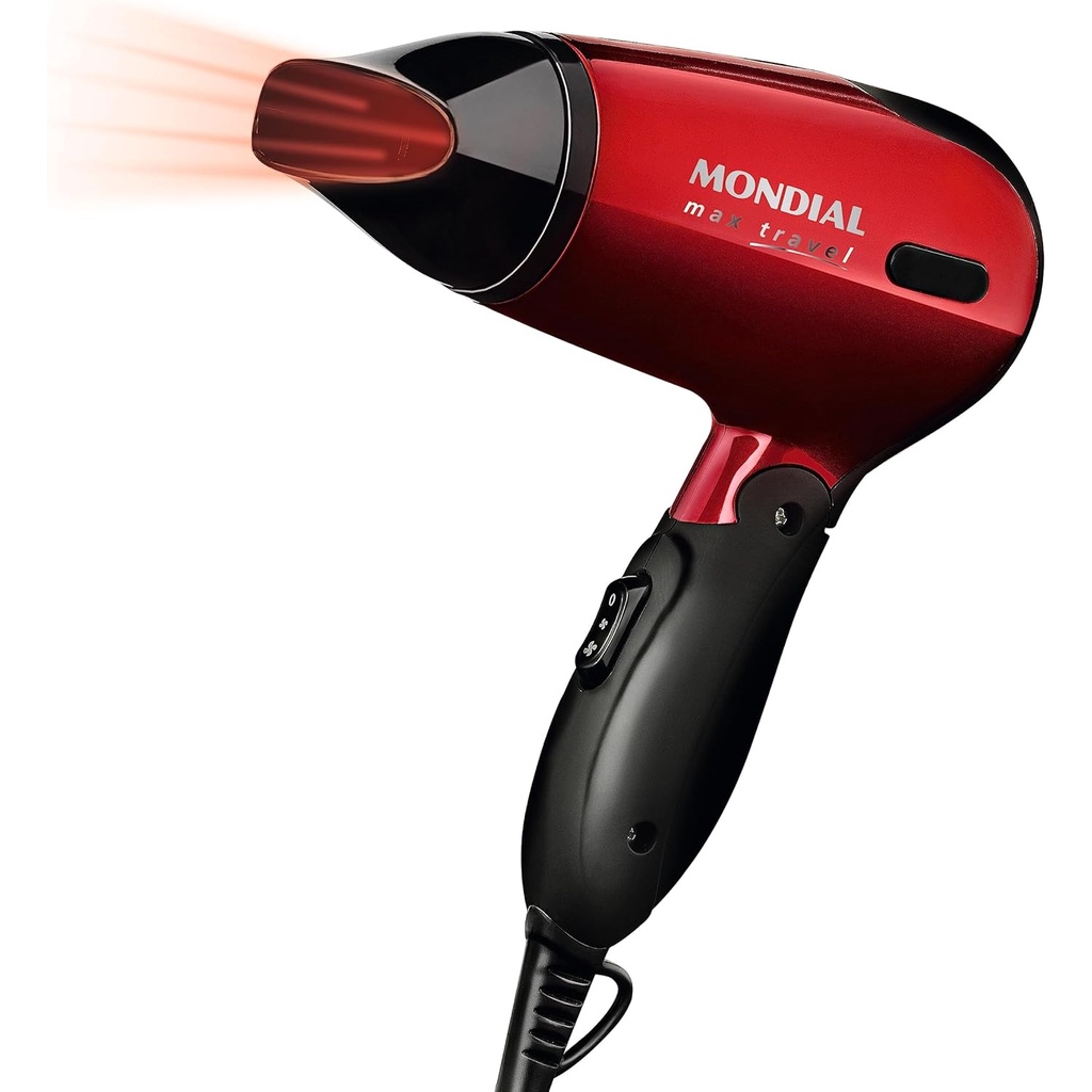 Secador de Cabelos Mini Dobrável Viagem Mondial Bivolt Max Travel Maxis Portátil Compacto Sc-10