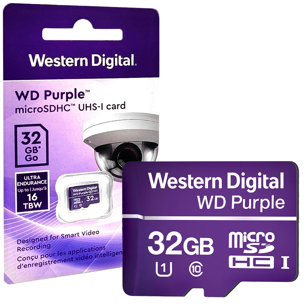 Cartão Micro Sd 32gb 16tbw Intelbras Cameras Cftv Mibocam Purple Western Digital em Oferta na Shopee