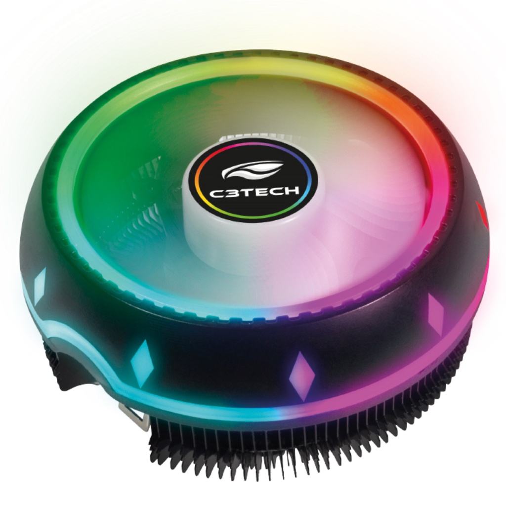 Cooler Fan CPU, Gamer, Led RGB, Processador Intel, AMD, C3Tech
