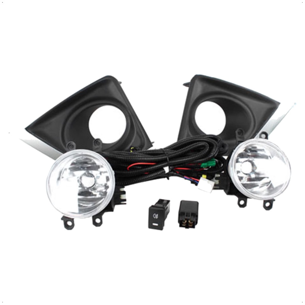 Kit Farol Auxiliar H16-2 Corolla 2014 2015 2016 2017 Moldura Cromada Botão Interruptor Original Shocklight - SL-251010CR