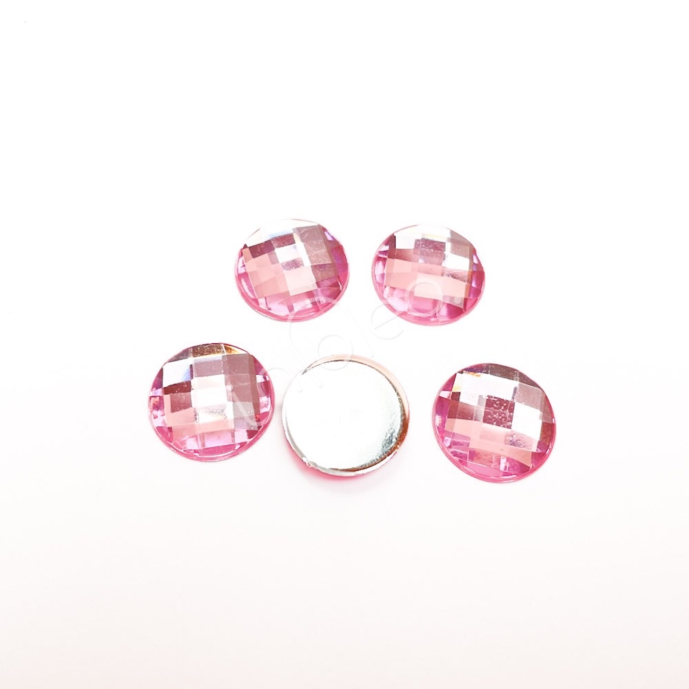 Chaton Acrílico Redondo 16mm Rosa Claro - 5 unidades
