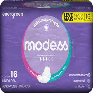 Absorvente Malha Suave c/abas Modess 16 un