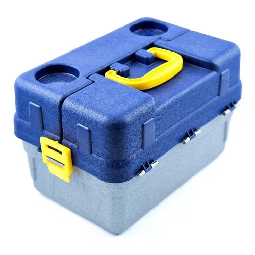 Caixa Ferramenta Maleta Pesca Caixa Organizadora Caixa multiuso Maleta Maquiagem ESTOJO HI 6 BANDEJAS CX-6BJ-AZUL
