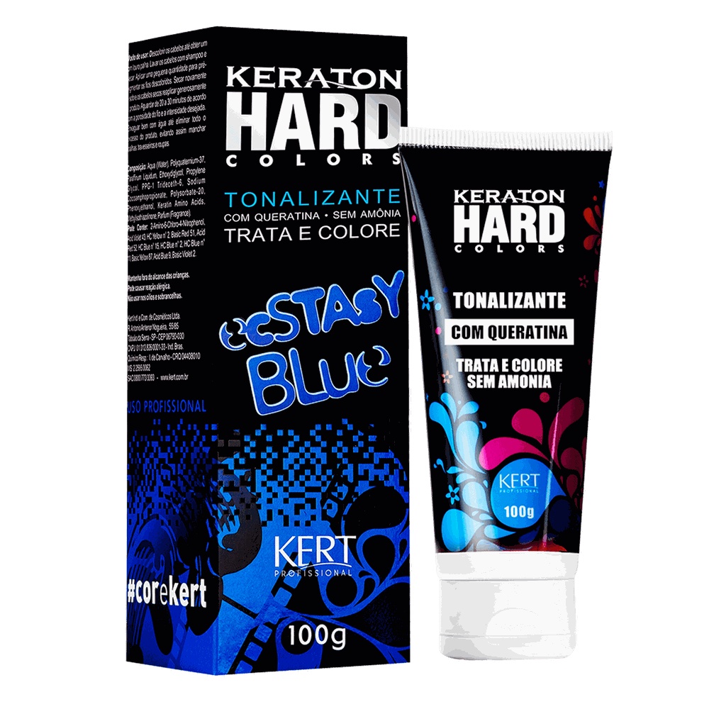 Kert Keraton Hard Color Ecstasy Blue 100g – Tonalizante Azul Intenso Sem Amônia Vegano