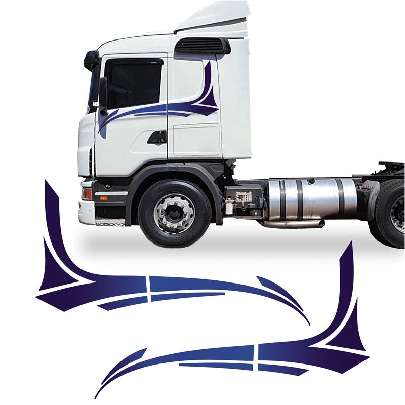 Faixa Scania 2008 Adesivo Azul Lateral Caminhão Decorativo AZUL