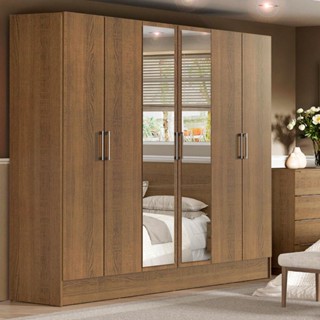 Guarda-Roupa Casal Madesa Vip Plus 6 Portas Batentes com Espelho