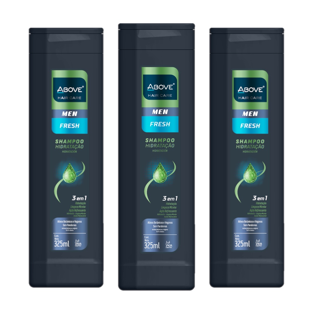 Kit 3 Shampoo Above Masculino Hidratação - 325ml