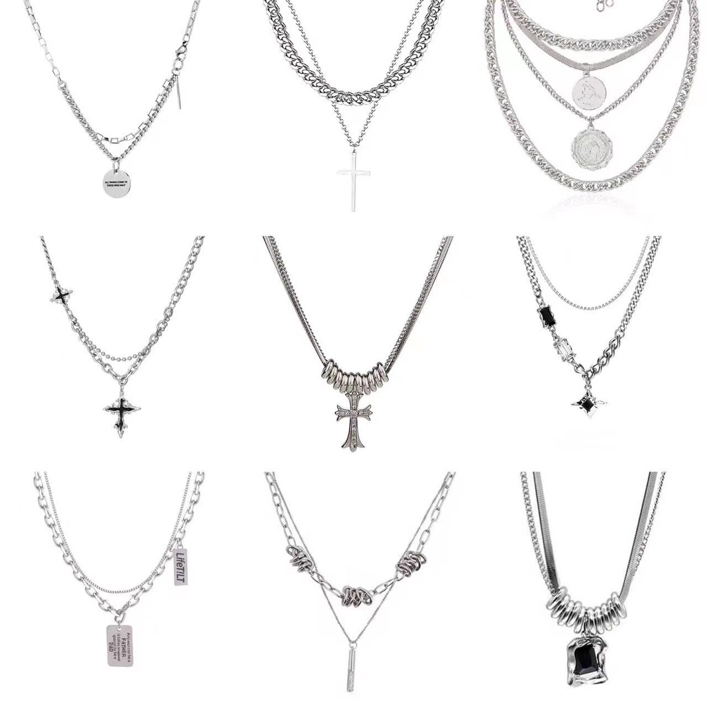 Clássica Marca Cross Fashion Brand Star Pendant Colares De Dupla Camada Para Homens Ossos De Cobra Colar De Correntes Cubanas Jóias em Oferta na Shopee