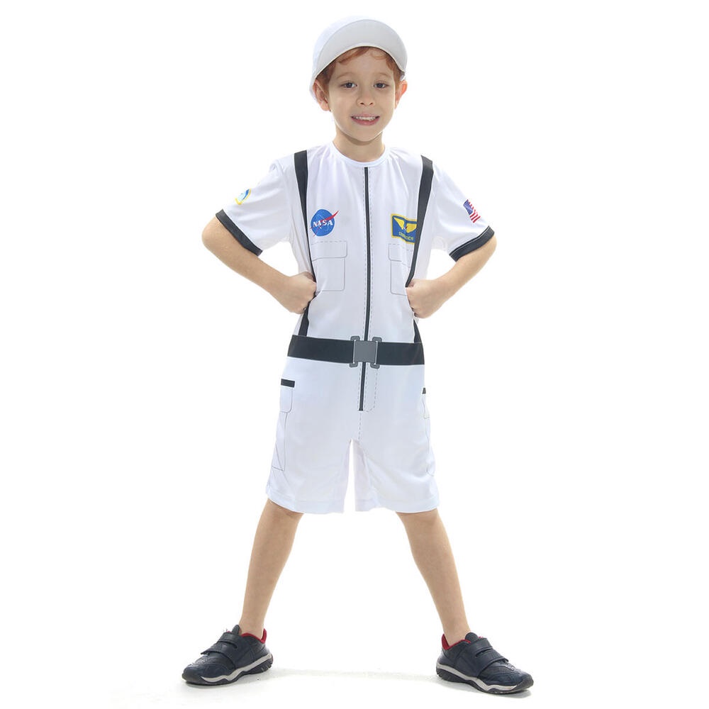 Fantasia Infantil Astronauta Macacão Curto Boné Abrakadabra em Oferta na Shopee