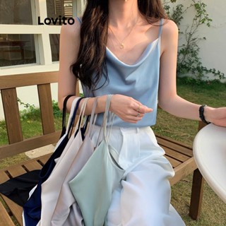 Lovito Blusa com Gola Drapeada Simples Elegante para Mulheres LNE35193 (Verde Claro/Branco/Azul/Preto)