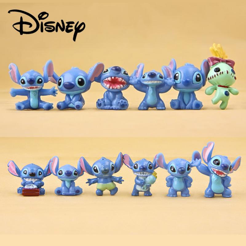 12/4pcs Boneca Disney Stitch Doll PVC Modelo 2-3CM Bolo Decorativo Mini Brinquedos Infantis Presente De Aniversário De Férias
