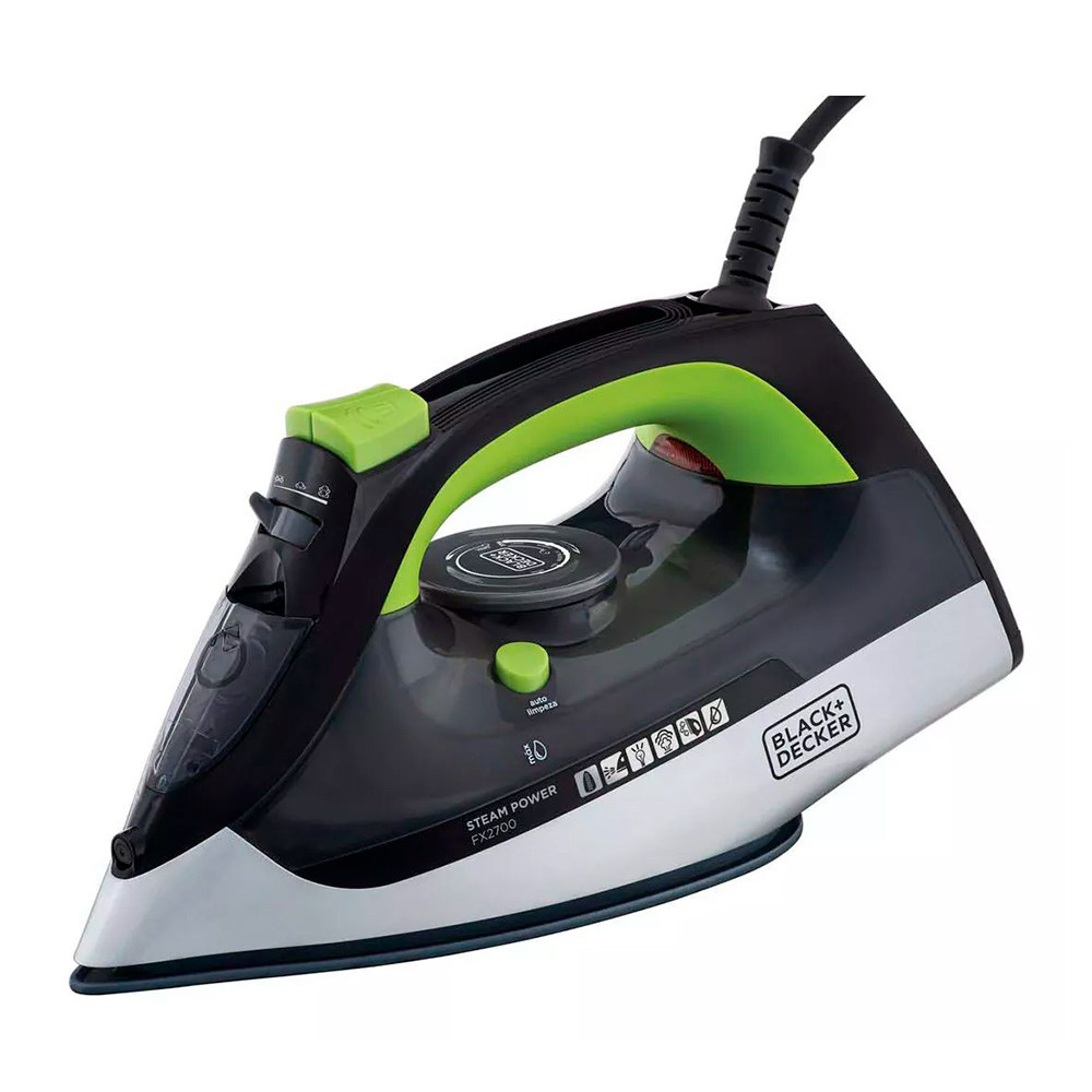 Ferro de Passar Roupa a Vapor Black + Decker Antigotejamento 127V 1200w Preto/Verde - FX2700-BR - Home Appliances