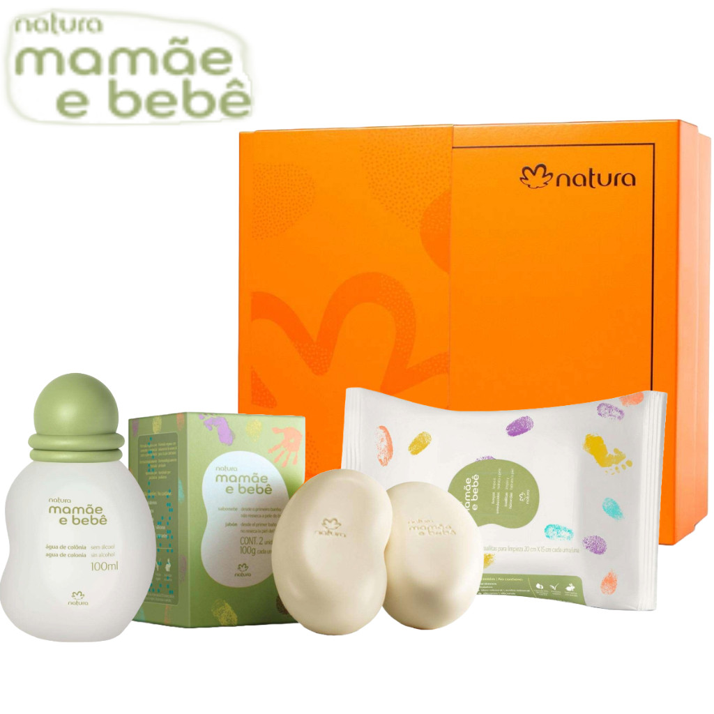 Kit Mamãe e Bebê Natura (ORIGINAL E LACRADO!)com Agua de Colonia,Lencos Umedecidos e Sabonete 2 unidades 90gramas