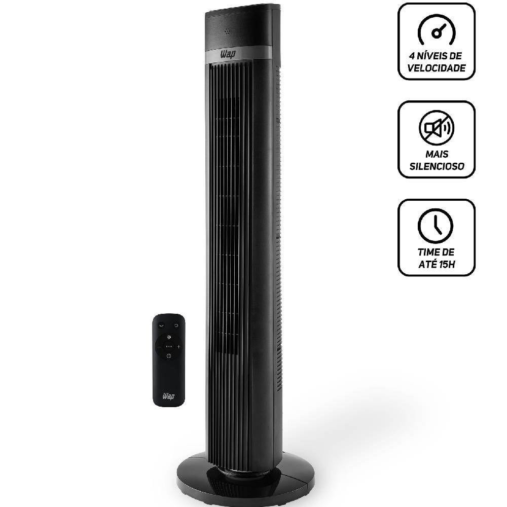 Detalhes do Ventilador Torre Wap Air Silcence Controle Remoto 4 Velocidades 70W 220V