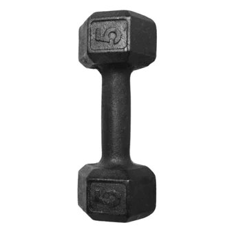 1 Halter Sextavado de 5kg Pintado Preto Ferro Fundido Exercícios Em Casa e Academia