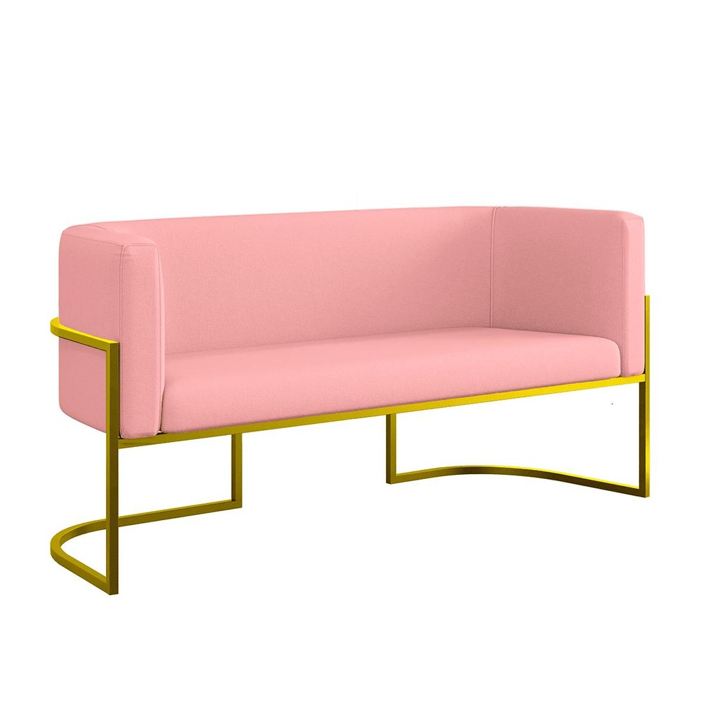 Sofá 2 Lugares Veludo Moderno Base Metal Gold – Balaqui