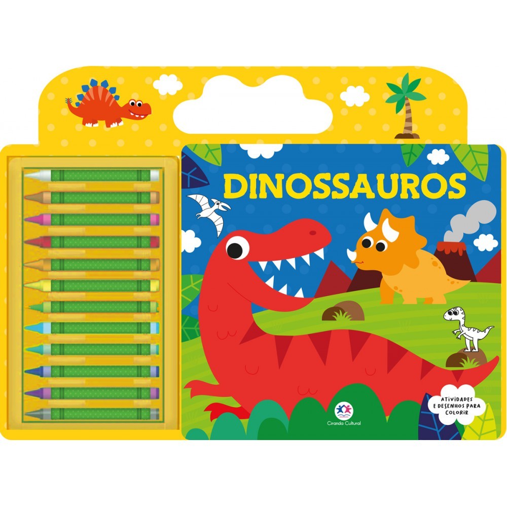 Livro Giz de cera Dinossauros em Oferta na Shopee