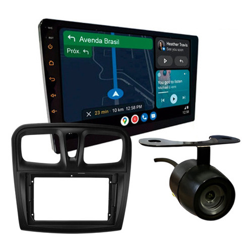 KIT CENTRAL MULTIMIDIA ROADSTAR 9 POL RS915BR ANDROID CARPLAY SANDERO LOGAN 2015 A 2018