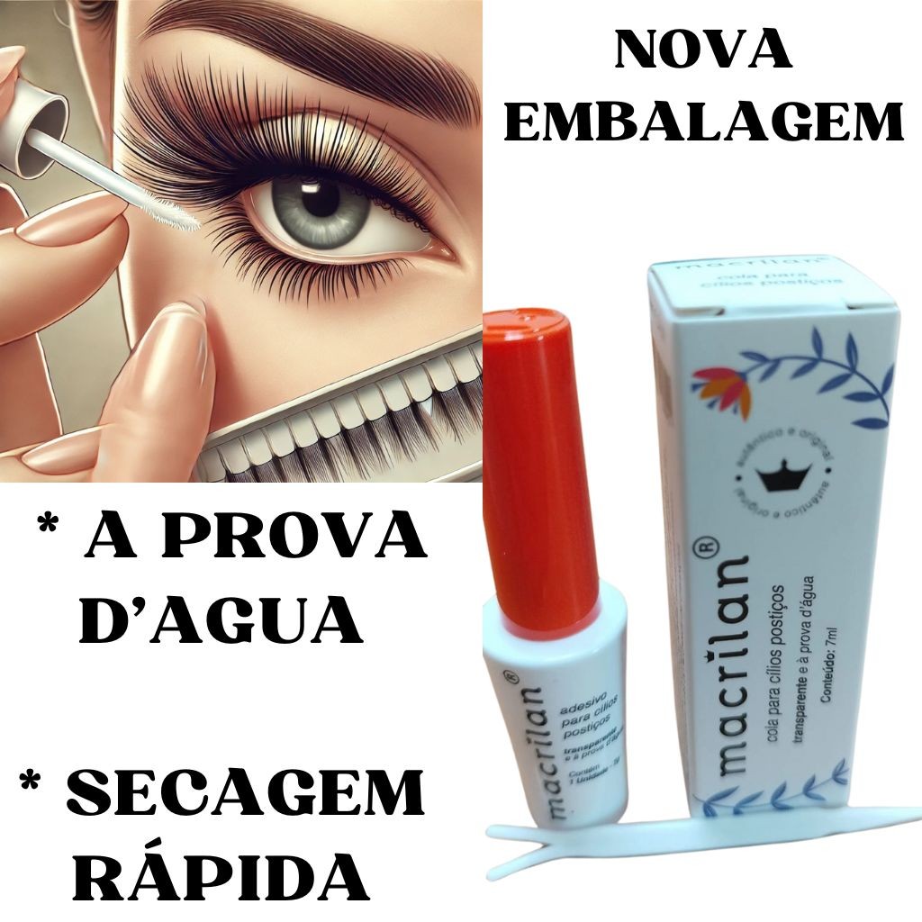 Cola para Cílios Postiços Macrilan – Transparente, Secagem Rápida e à Prova D’Água em Oferta na Shopee