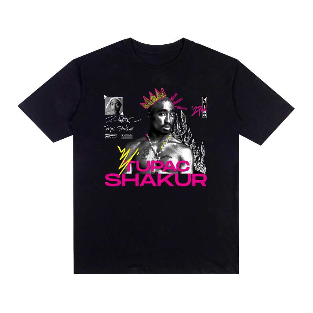 Camiseta Streetwear Tupac Shakur Hip Hop Personalizada Estampada Camiseta Oversized Algodão