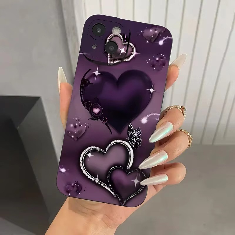 Capa De Design Roxo Em Forma De Coração Para Redmi 13 14C 12 13C Note 14 13 12 11 Pro Plus Turbo 12S 10 Macia em Oferta na Shopee