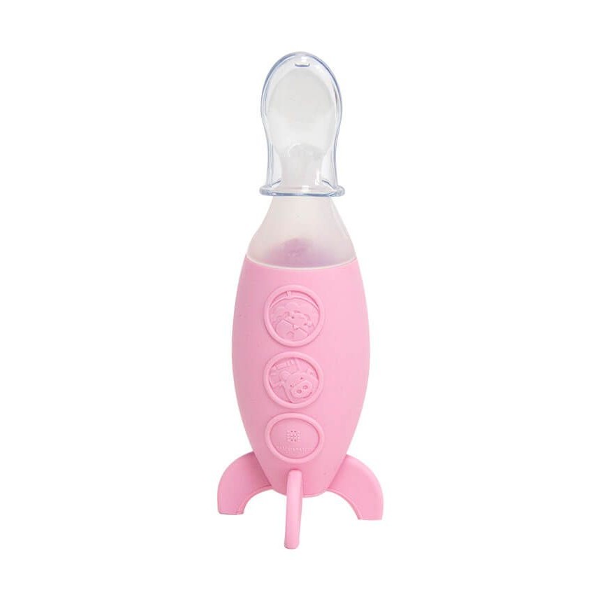 Colher Dosadora em Silicone com Dispenser para Papinha Rosa - Marcus & Marcus