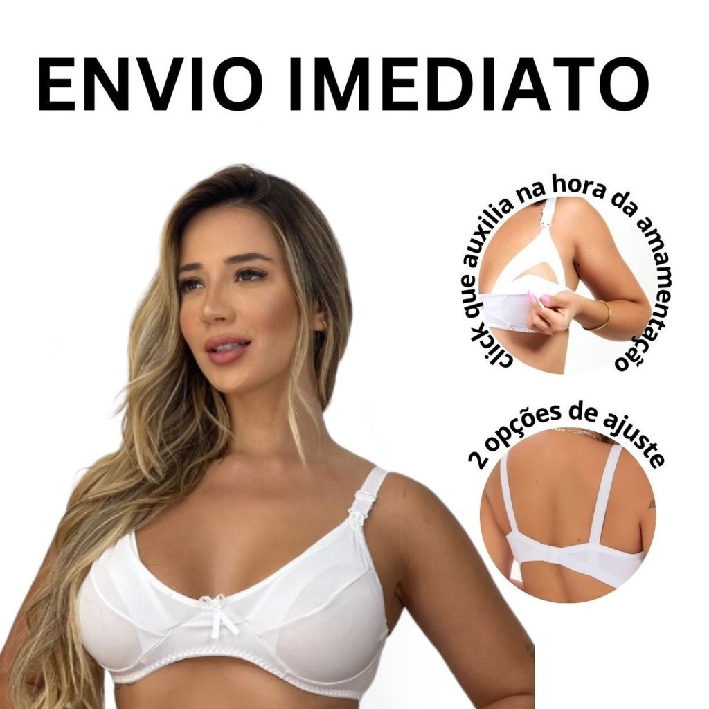 Kit 2 Sutiã Amamentação Branco Gestante Pós Parto Reforçado Maternidade - AmaBela