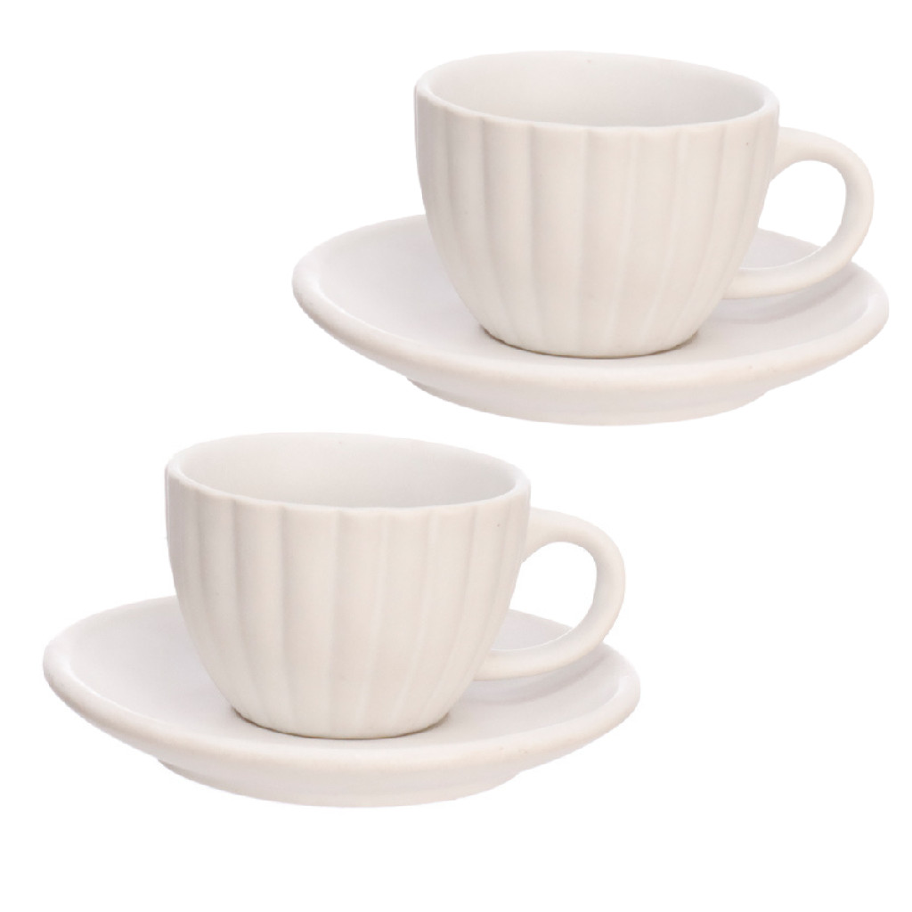 Kit 2 Xícaras Com Pires Café Bella 90ML Cor Branco em Oferta na Shopee