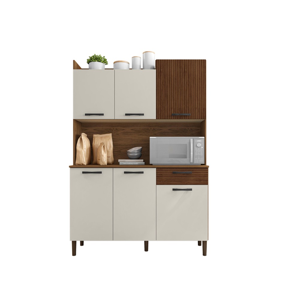 Armário de Cozinha Pequeno 6 Portas 1 Gaveta Genova Kits Paraná em Oferta na Shopee