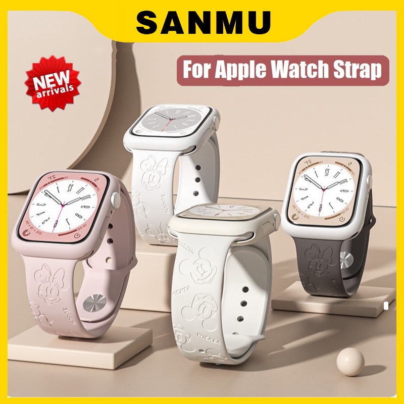 Sanmu Mickey Mouse Mouse 3D Pulseira Apple Watch Series 8-Cabo Apple Watch 4 3 3 2 1 seizz2ultra estrutura Tamanho 41mm.45mm.45mm.44mm.38mm.42mm.42mm.Apple Watch 8 Linhas