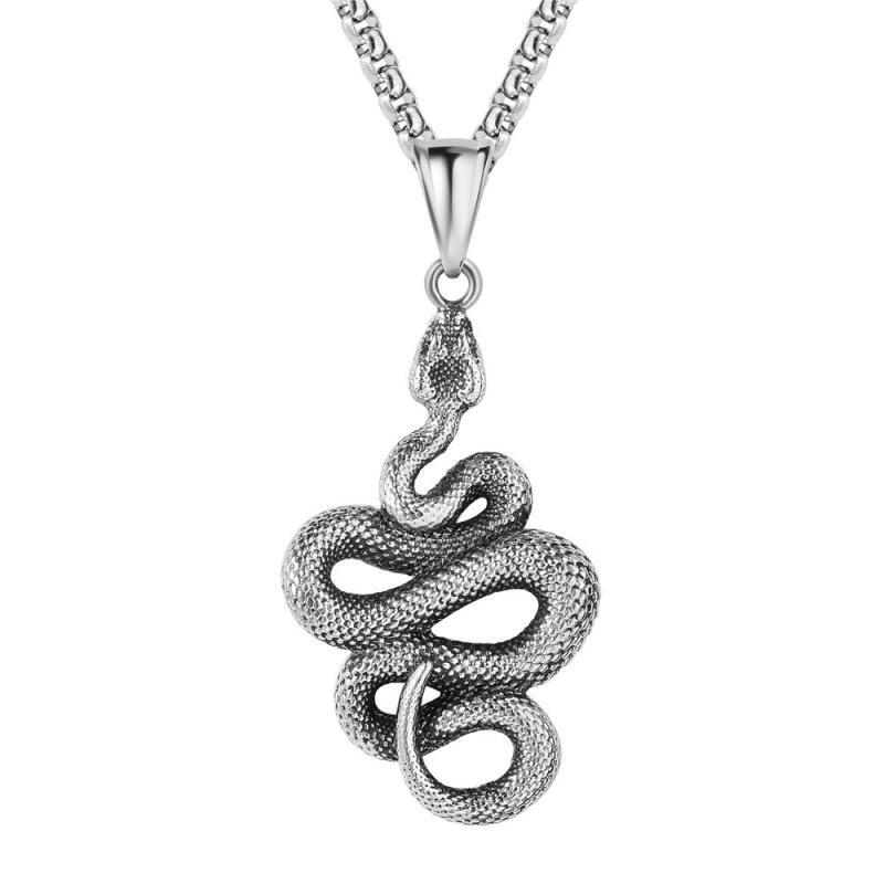 Pingente De Cobra De Aço Vintage Fashion Punk Hip Steel Pattern Pendant Para Acessórios De Jóias Festa De Aniversário De Halloween Masculina E Feminina