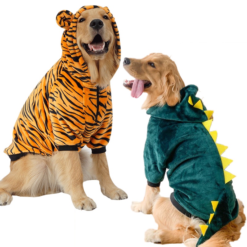 XS-8XL Roupas Para Cães Pequenos E Grandes De Labrador Golden Retriever Mudar Se Tornar Tigre Dinossauro cosplay , Quent