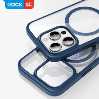Para iPhone 15 Pro Max Caixa De Carregamento Sem Fio ROCK À Prova De Choque PC Rígido Transparente + Capa Protetora De Telefone TPU Macia