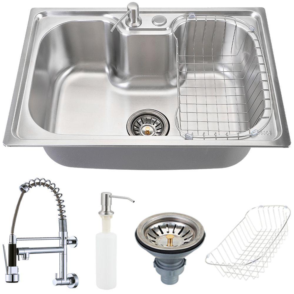 Cuba para cozinha gourmet pia inox com acessórios Carajás e Torneira de parede para cozinha Munim Pingoo em Oferta na Shopee