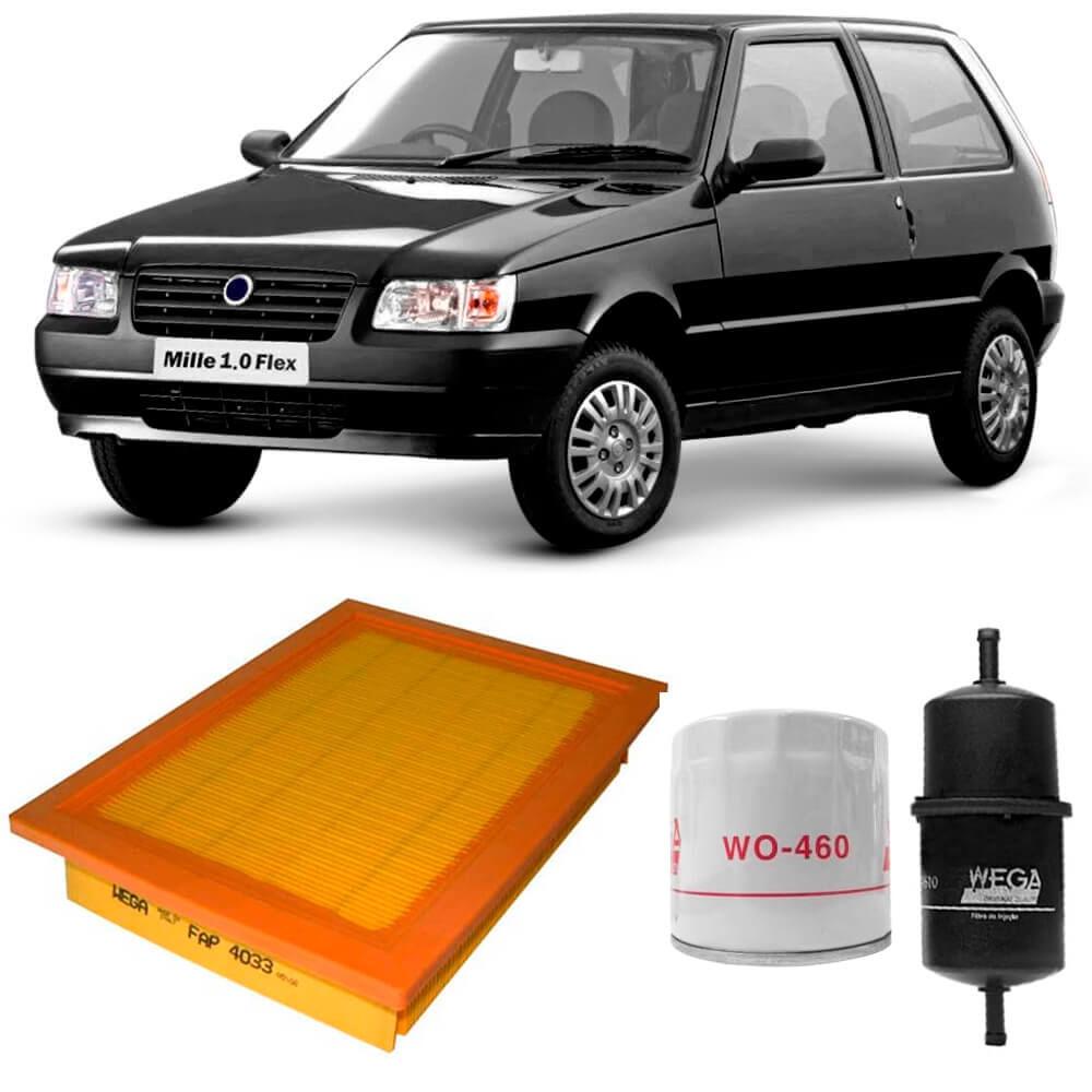 Kit Filtro Ar Óleo Combustível Fiat Uno Mille 2002 A 2014 em Oferta na Shopee