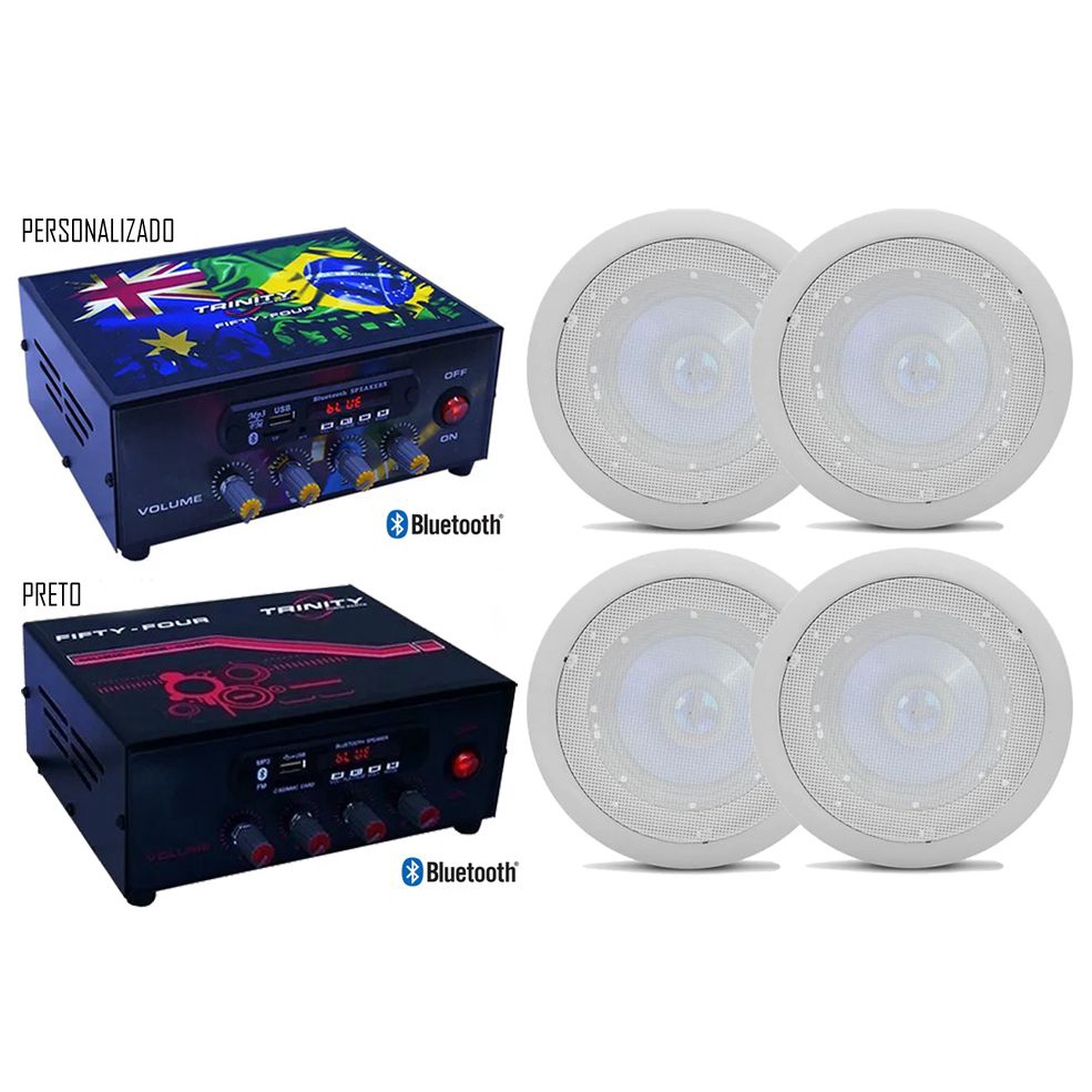 Kit Som Ambiente Fifty Four USB Bluetooth Com 4 Arandelas