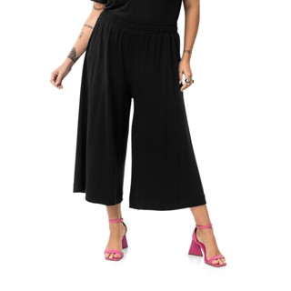 Calça Pantacourt Feminina Plus Size Secret Glam Preto