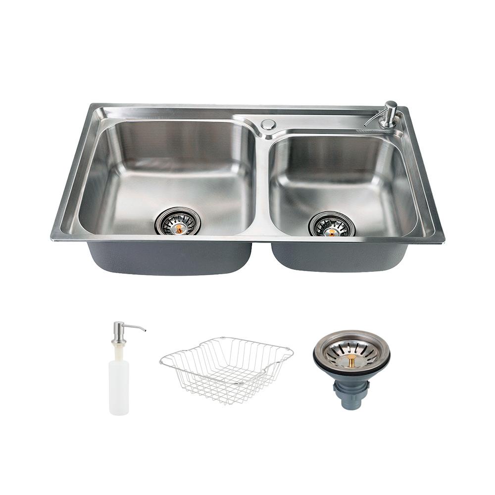 Cuba Para Cozinha Gourmet Pia Dupla Aço Inox 201 Potiguara Pingoo em Oferta na Shopee