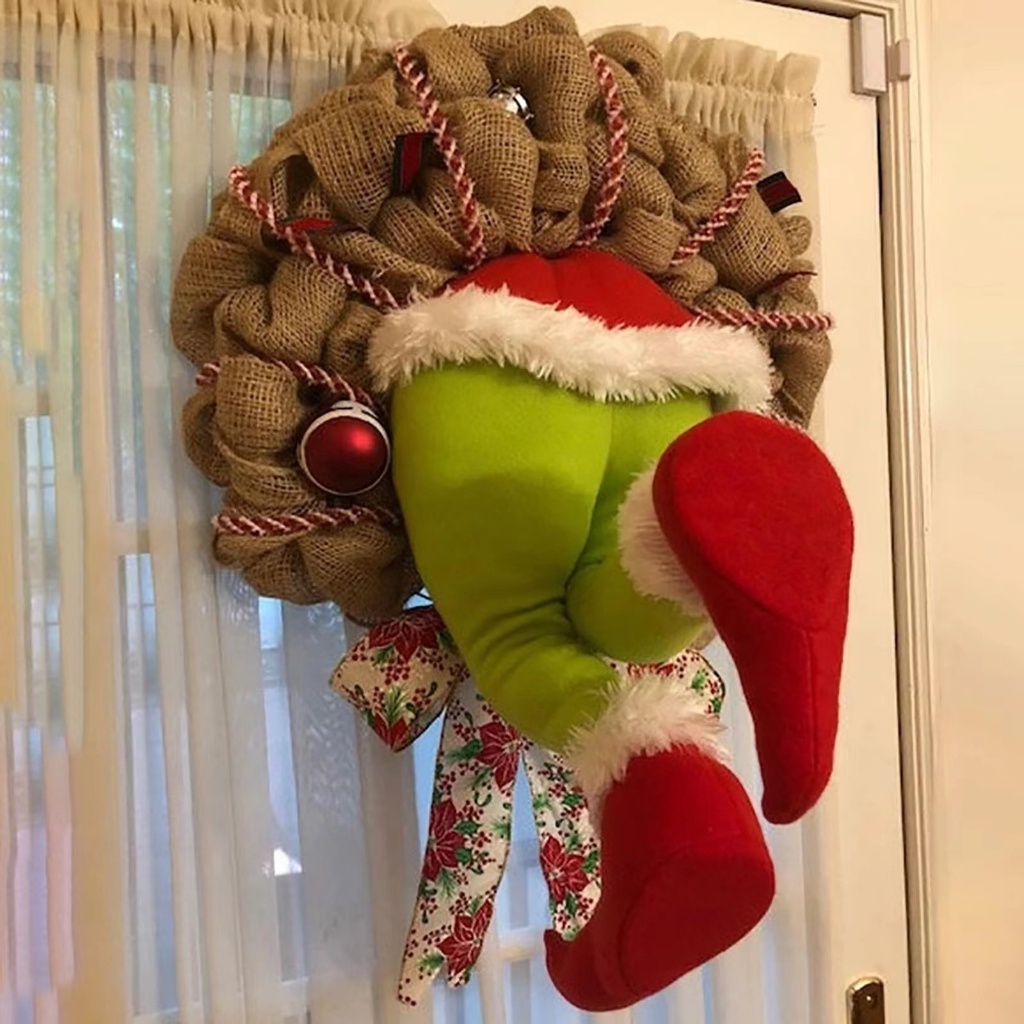 2024 Nova Coroa De Natal Grinch Ladrão Roubou Elf Leg Leg Plush Árvore De Natal Brinquedos Enfeites De Natal Papai Noel Decoração De Natal Enfeites